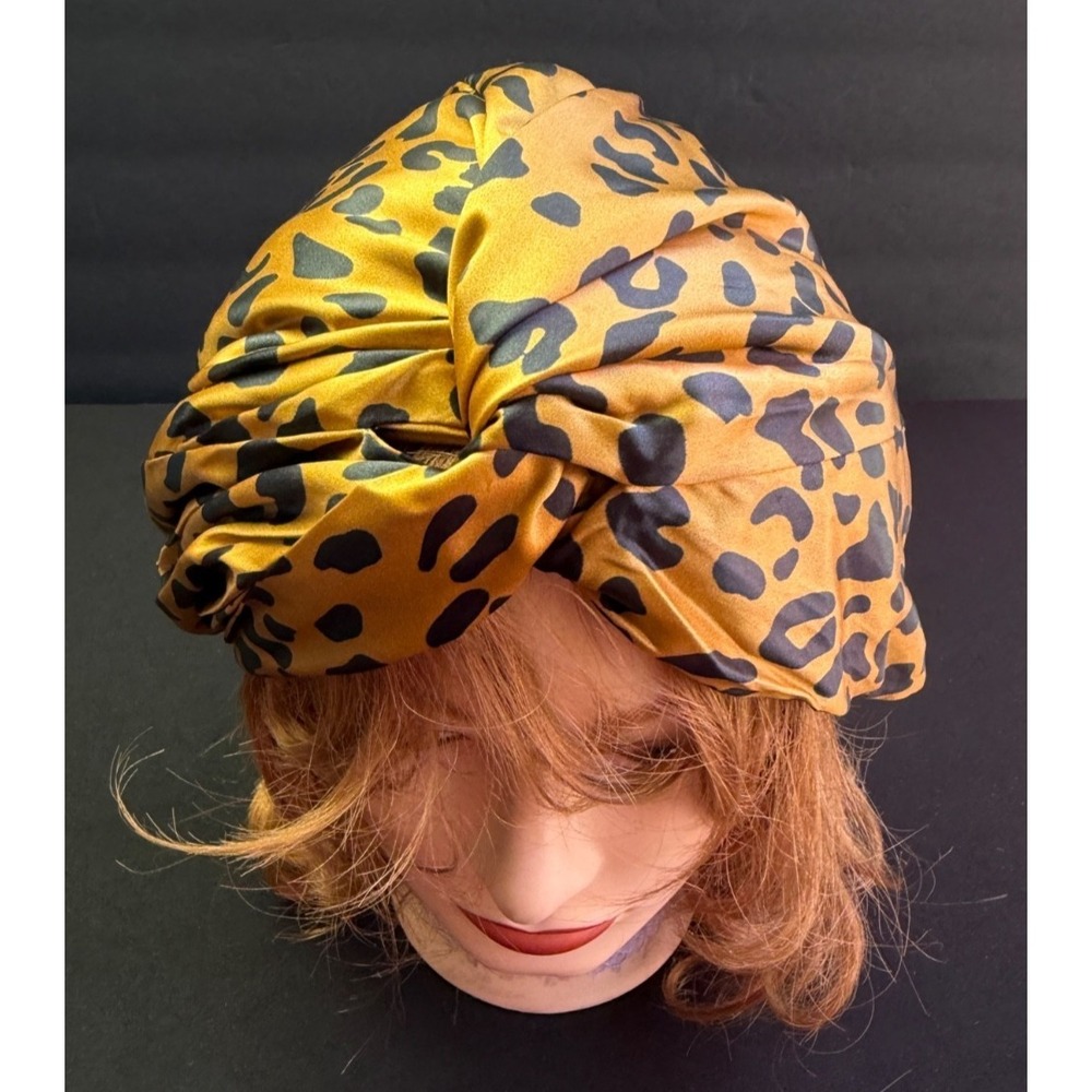 Zima Pure Silk Leopard Turban One Size - Double-Lined Pure 100% Mulberry Silk